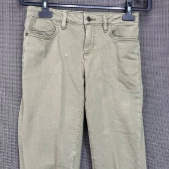 Lands End Womens Mid Rise Straight Leg Jeans Size 2P Khaki - Picture 5 of 7